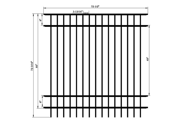 Verzinkte/Aluminium-3-Schienen-Zierelemente für den Schwimmbadzaun mit flacher Oberseite